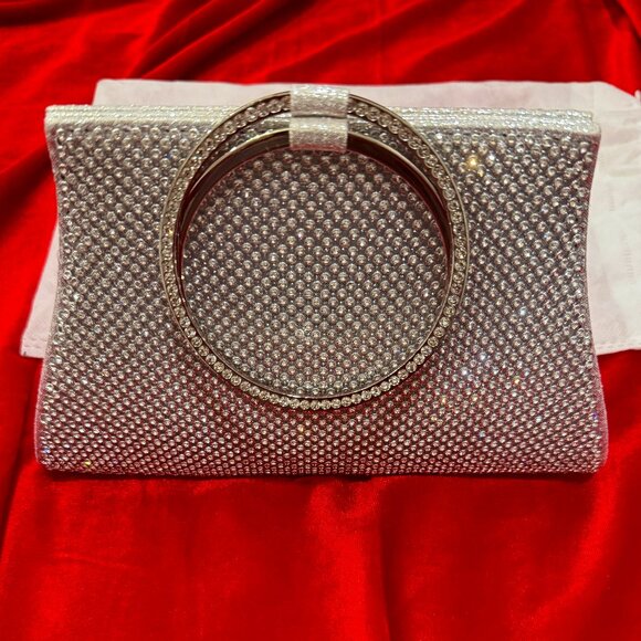 MOSSMON FAUX CRYSTAL CLUTCH WRISTLET BLING BAG SMALL TO MEDIUM - Picture 1 of 13